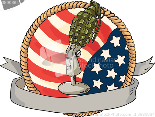 Image of Grenade Microphone USA Flag Circle Retro