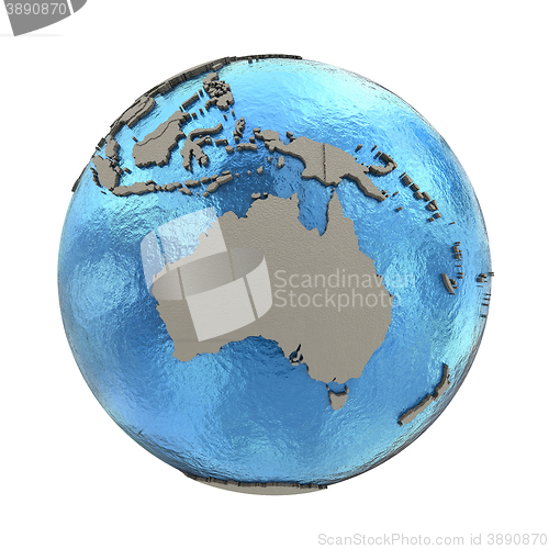 Image of Australia on model of planet Earth