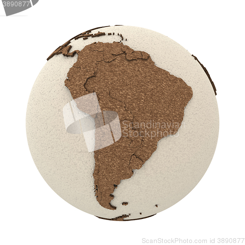 Image of South America on light Earth