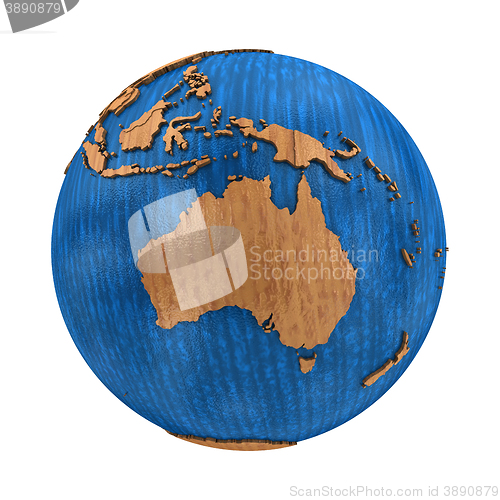 Image of Australia on wooden Earth