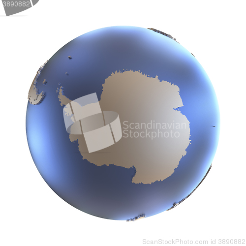 Image of Antarctica on golden metallic Earth