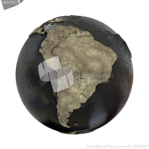 Image of South America on Earth of oil