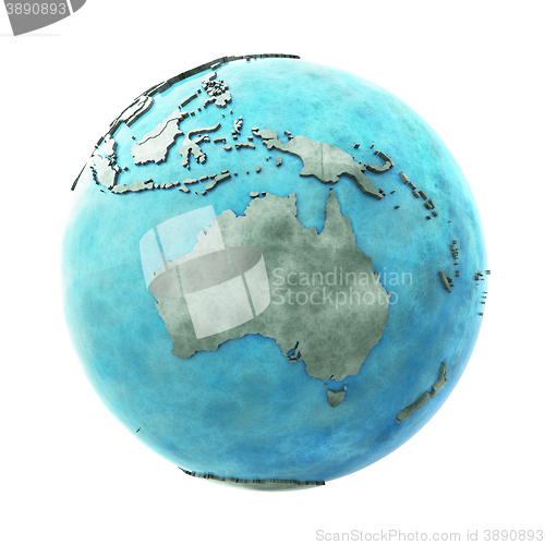 Image of Australia on marble planet Earth