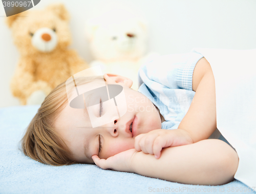 Image of Cute little boy is sleeping