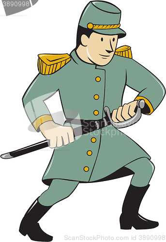 Image of Confederate Army Soldier Drawing Sword Cartoon