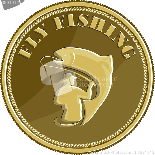 Image of Fly Fishing Gold Coin Retro