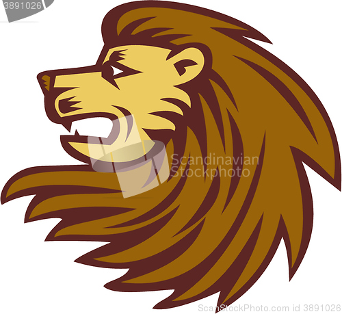 Image of Lion Big Cat Head Woodcut