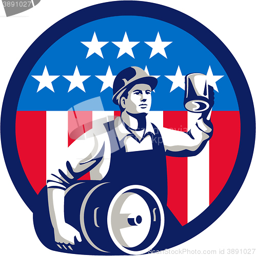 Image of American Builder Beer Keg Flag Circle Retro