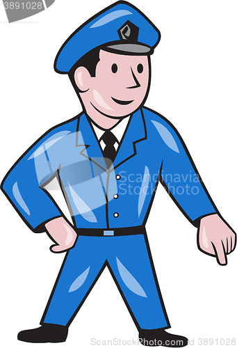 Image of Police Officer Pointing Down Cartoon