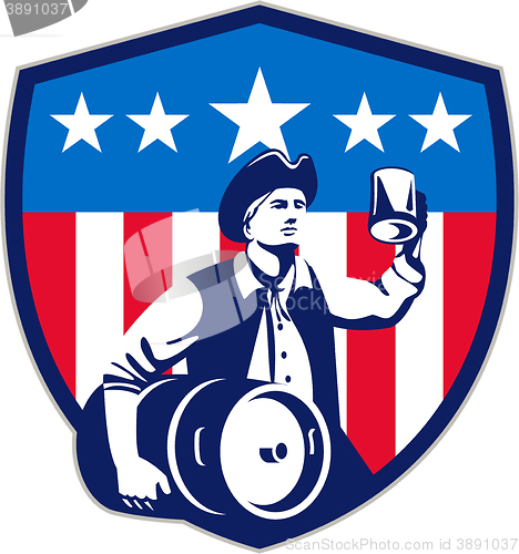 Image of American Patriot Beer Keg Flag Crest Retro