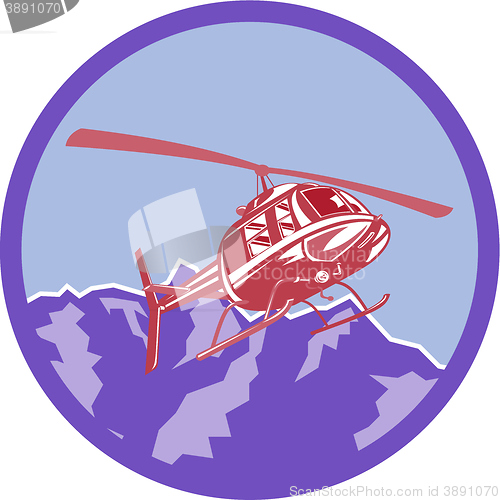 Image of Helicopter Alps Mountains Circle Retro