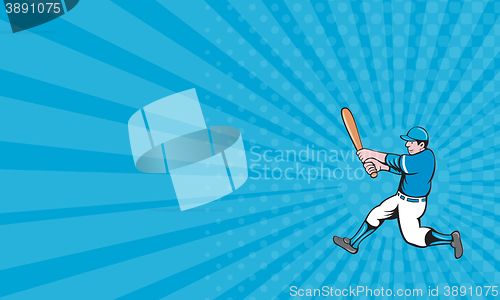 Image of Business card Baseball Player Batter Swinging Bat Isolated Cartoon