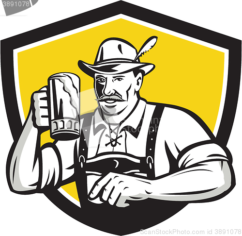 Image of Bavarian Beer Drinker Oktoberfest Crest Retro