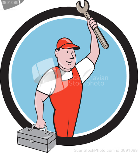 Image of Mechanic Wrench Toolbox Circle Cartoon