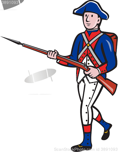 Image of American Revolutionary Soldier Marching Cartoon