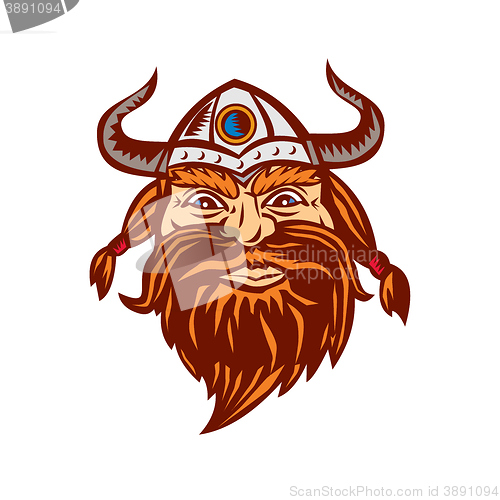 Image of Viking Warrior Head Angry Isolated Retro