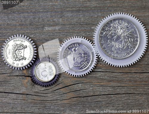 Image of coins as a gears