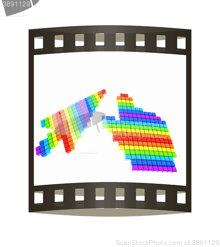 Image of Link selection computer mouse cursor on white background. The film strip
