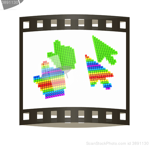 Image of Set of Link selection computer mouse cursor on white background. The film strip