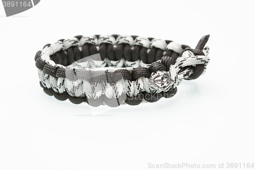 Image of Black braided bracelet on white background