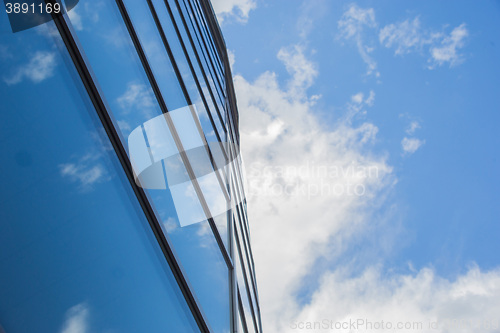 Image of window reflection dayligh as blue background