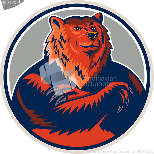 Image of Russian Bear Arms Folded Circle Retro