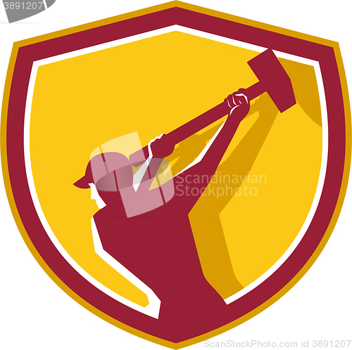 Image of Demolition Worker Sledgehammer Crest Retro