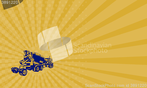 Image of Business card Cement Truck Rear Woodcut