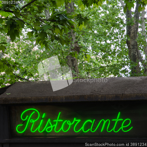 Image of Restaurant sign, in Italy