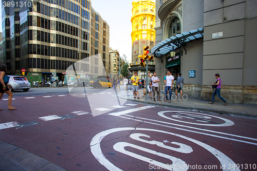 Image of crossroads placa de l'Angel, Barcelona, Spain