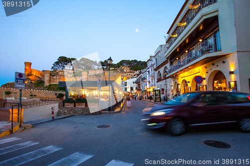 Image of Tossa de Mar, Passeig del Mar street at summer evening