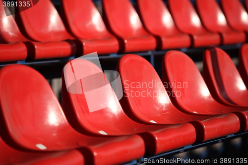 Image of Red chairs bleachers