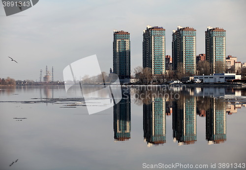Image of Skyline skyscrapers reflected in the water 