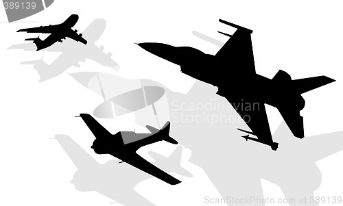 Image of silhouettes of aircrafts