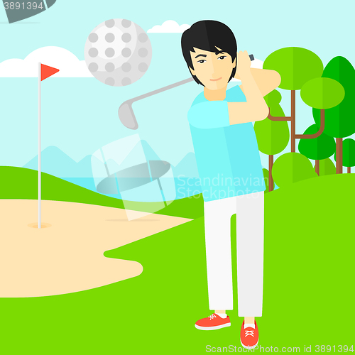 Image of Golf player hitting the ball.
