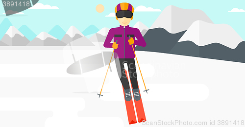 Image of Young man skiing.