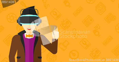 Image of Man wearing virtual reality headset.