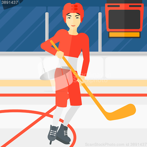 Image of Ice-hockey player with stick.