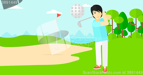Image of Golf player hitting the ball.