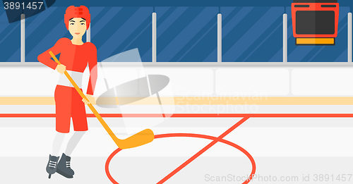 Image of Ice-hockey player with stick.