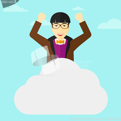 Image of Man sitting on cloud.