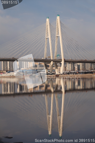 Image of Pylon cable-stayed bridge reflection