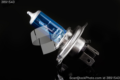 Image of halogen car lamp, isolate on black.