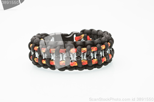 Image of Black braided bracelet on white background