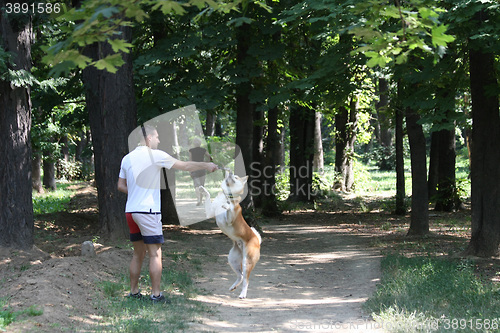 Image of Man playing with his dog