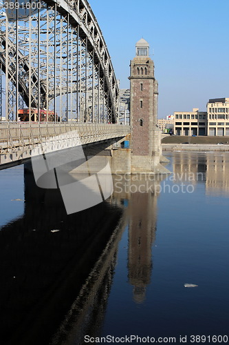 Image of  old bridge with beacon towers