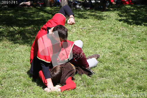 Image of Medieval wrestling fight