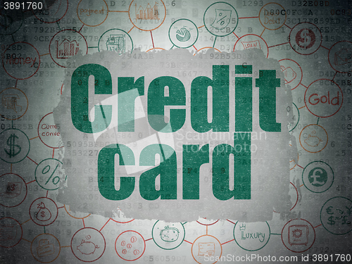 Image of Money concept: Credit Card on Digital Data Paper background