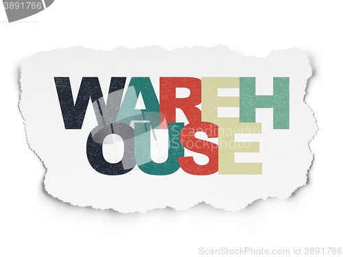 Image of Industry concept: Warehouse on Torn Paper background
