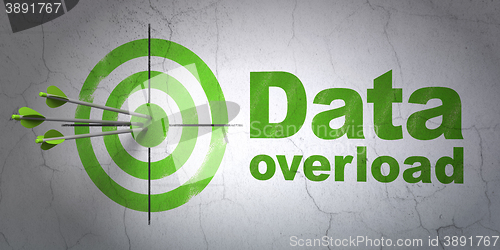 Image of Data concept: target and Data Overload on wall background